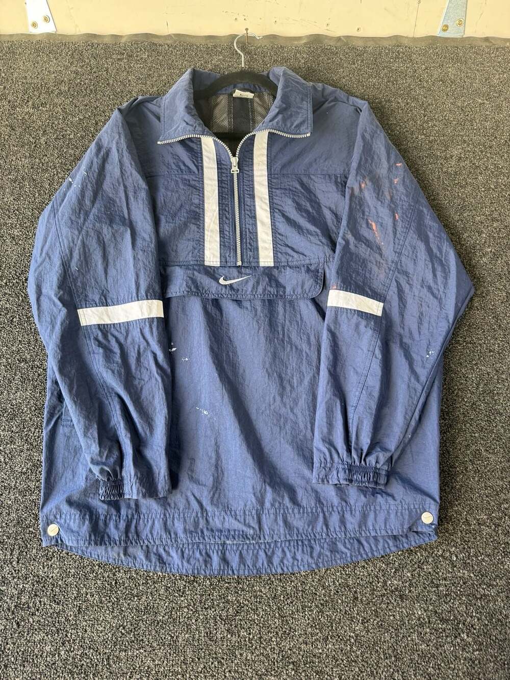 Vintage 90s Nike Swoosh Front Pocket Anorak Pullover Windbreaker Jacket